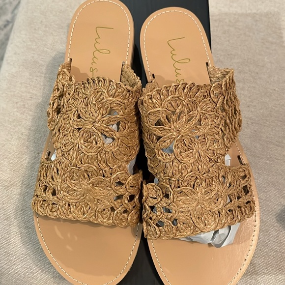 Karissa Tan Straw Woven Slide Sandals/NIB/9 - Picture 7 of 10